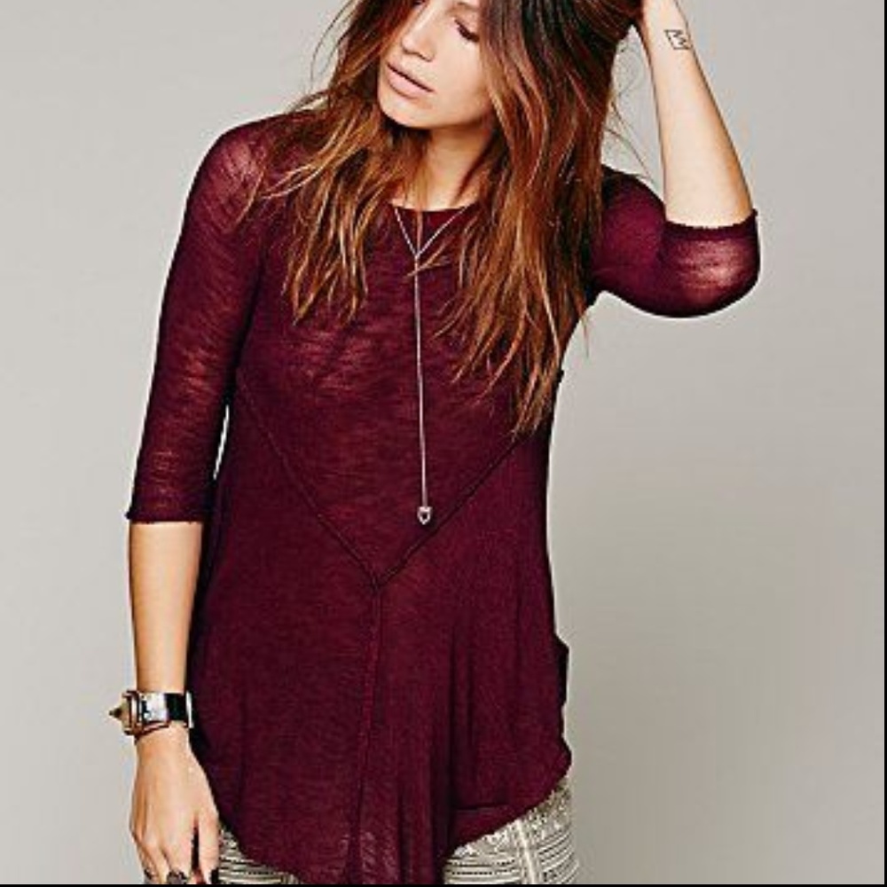 Intimately Free People Burgundy Layering Tunic Top